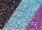 چین سبک جذاب 3D Glitter Fabric Multi Color Pu گلدوزی چرم رنگین کمانی چاک دار پارچه زرق و برق دار صادر کننده
